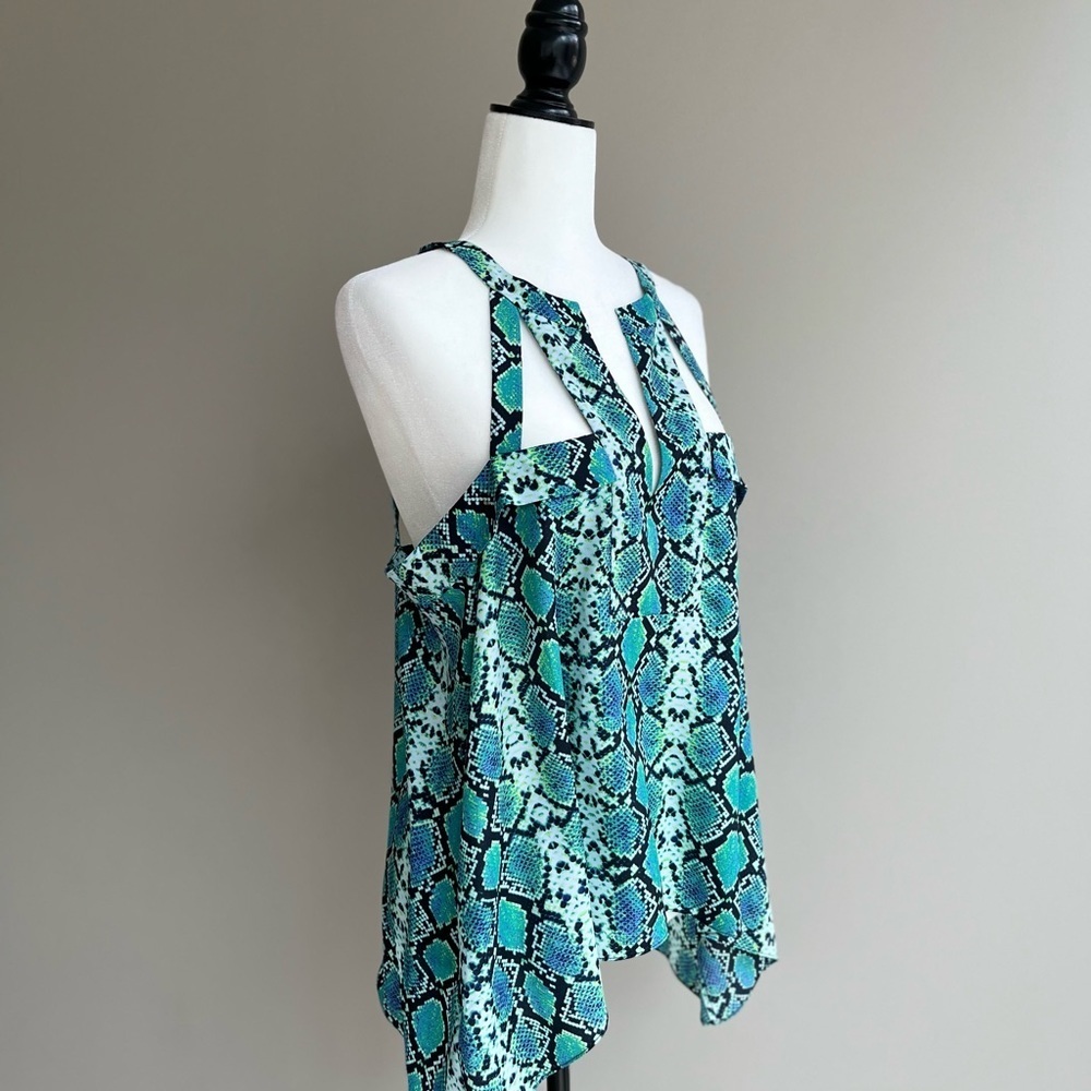 BCBG Max Azria Snake Print Asymmetrical Cami Top | Size L
